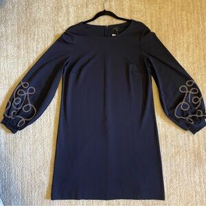 Ann Taylor Braided Sleeve Ponte Shift Dress, Night Sky, Size Medium, NWT